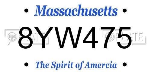 8YW475 Massachusetts License Plate