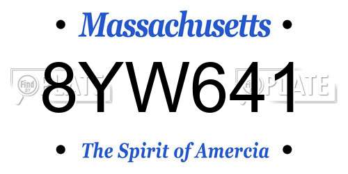 8YW641 Massachusetts License Plate