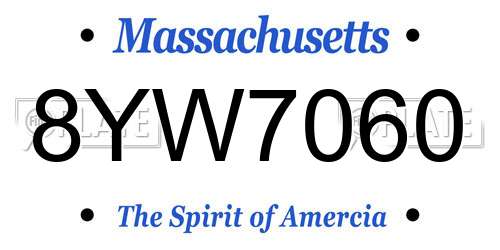 8YW7060 Massachusetts License Plate