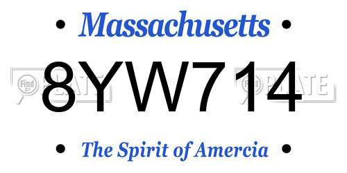 8YW714 Massachusetts License Plate