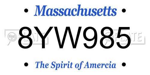 8YW985 Massachusetts License Plate