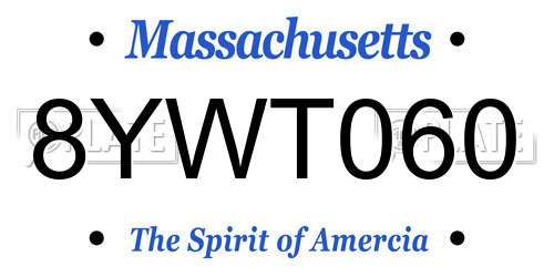 8YWT060 Massachusetts License Plate