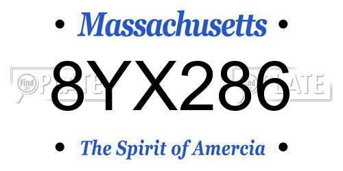8YX286 Massachusetts License Plate