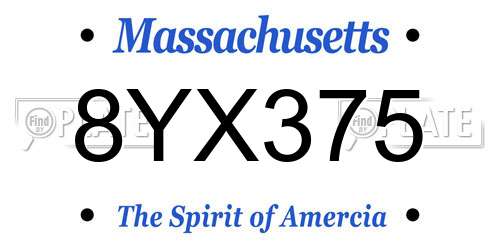 8YX375 Massachusetts License Plate