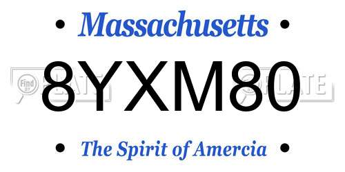 8YXM80 Massachusetts License Plate