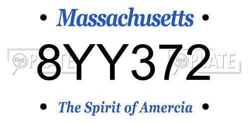 8YY372 Massachusetts License Plate