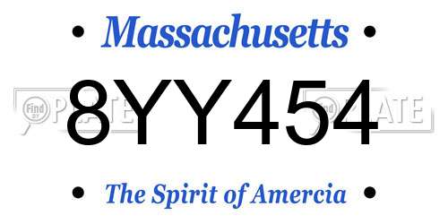 8YY454 Massachusetts License Plate