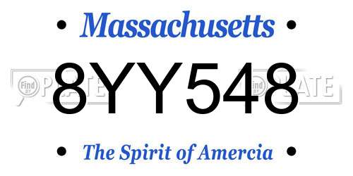 8YY548 Massachusetts License Plate