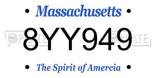8YY949 Massachusetts License Plate