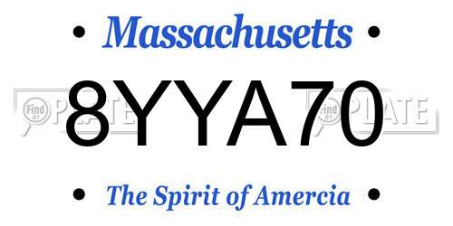 8YYA70 Massachusetts License Plate