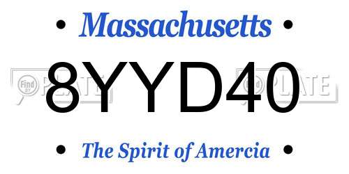 8YYD40 Massachusetts License Plate