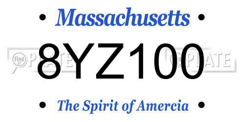 8YZ100 Massachusetts License Plate