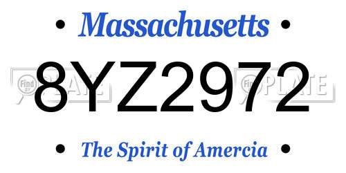 8YZ2972 Massachusetts License Plate