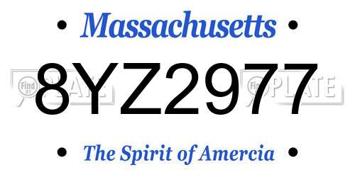 8YZ2977 Massachusetts License Plate