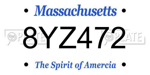 8YZ472 Massachusetts License Plate