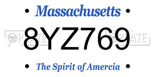 8YZ769 Massachusetts License Plate
