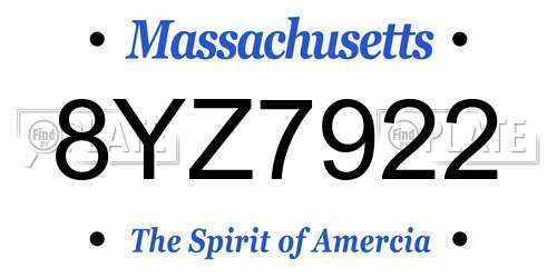 8YZ7922 Massachusetts License Plate