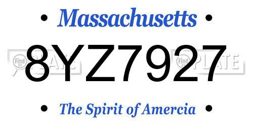 8YZ7927 Massachusetts License Plate