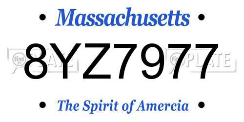 8YZ7977 Massachusetts License Plate