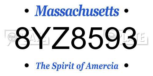 8YZ8593 Massachusetts License Plate