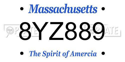 8YZ889 Massachusetts License Plate