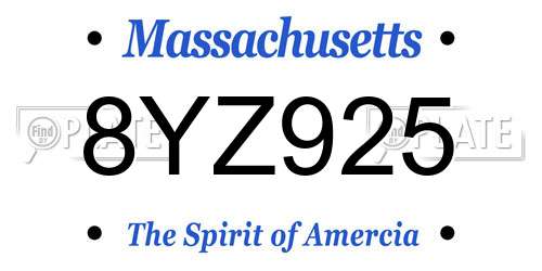 8YZ925 Massachusetts License Plate