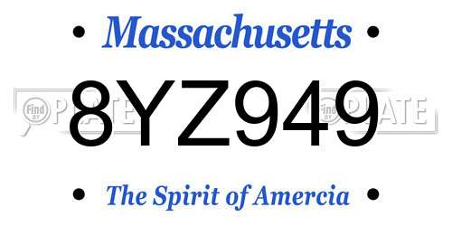 8YZ949 Massachusetts License Plate
