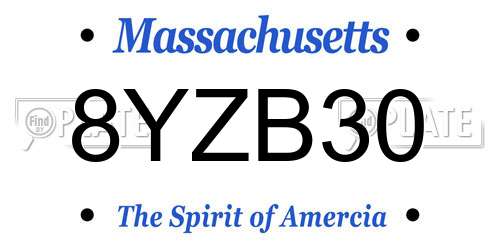 8YZB30 Massachusetts License Plate