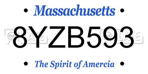 8YZB593 Massachusetts License Plate