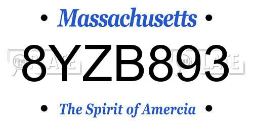 8YZB893 Massachusetts License Plate