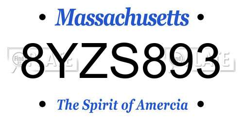 8YZS893 Massachusetts License Plate