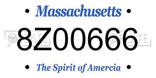 8Z00666 Massachusetts License Plate