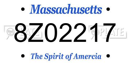 8Z02217 Massachusetts License Plate