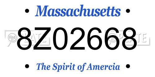 8Z02668 Massachusetts License Plate