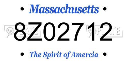 8Z02712 Massachusetts License Plate