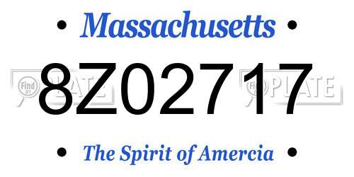 8Z02717 Massachusetts License Plate