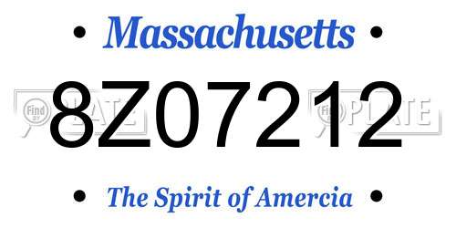8Z07212 Massachusetts License Plate