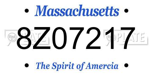 8Z07217 Massachusetts License Plate