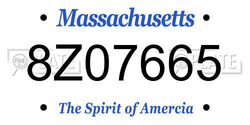 8Z07665 Massachusetts License Plate