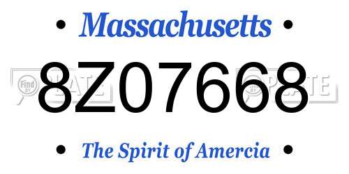 8Z07668 Massachusetts License Plate