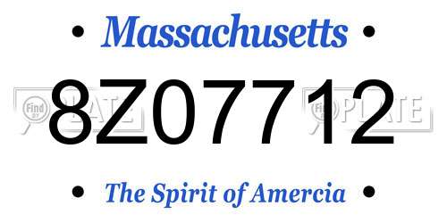 8Z07712 Massachusetts License Plate