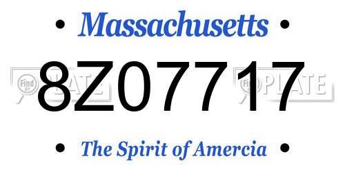 8Z07717 Massachusetts License Plate