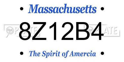 8Z12B4 Massachusetts License Plate