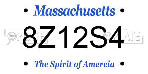 8Z12S4 Massachusetts License Plate