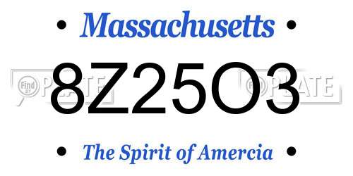8Z25O3 Massachusetts License Plate
