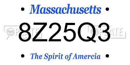 8Z25Q3 Massachusetts License Plate