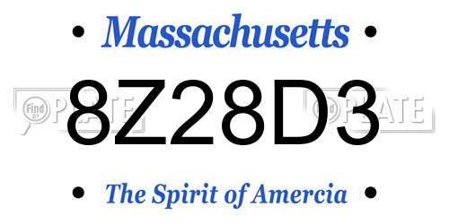 8Z28D3 Massachusetts License Plate