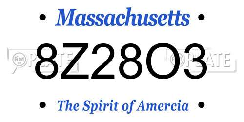 8Z28O3 Massachusetts License Plate