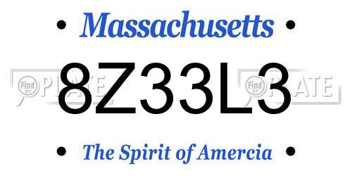 8Z33L3 Massachusetts License Plate