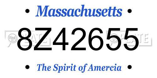 8Z42655 Massachusetts License Plate